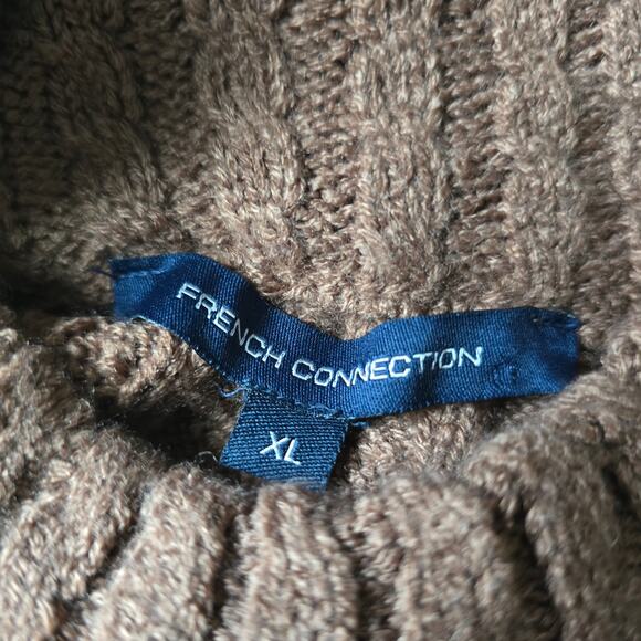 French Connection Cable Knit Mock Neck Sweater Chocolate Brown Size XL - Picture 5 of 7